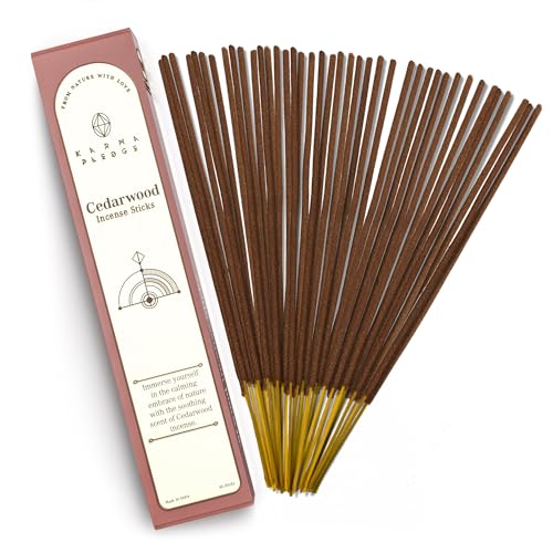 KarmaPledge Cedarwood Incense Sticks, Burn Time 45-60 Min, 40 Sticks - color: Cedarwood, size: 40 Hand Dipped Sticks