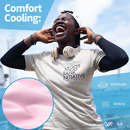 YESLIFE UPF 50 Cooling Sports Arm Sleeve for Men&Women - color: Gray + Pink