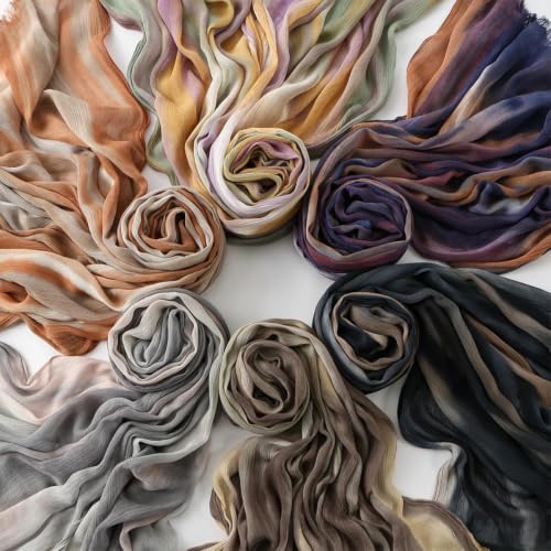 Women Tie Dye Crinkle Cotton Modal Hijab Scarf Tassel Shawl Wrap - color: 2
