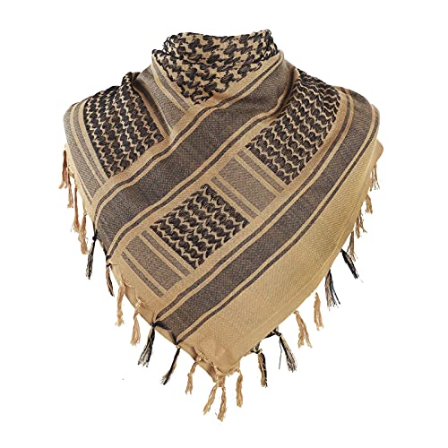 PURFUN Men's Large Arab Shemagh Headscarf Muslim Headcover Shawl Keffiyeh Arabic Scarf - color: Brown/Cotton