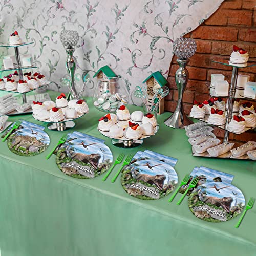 96 Pcs Dinosaurs Theme Party Plates Napkins Dinosaur Tableware Set - style: Dinosaur
