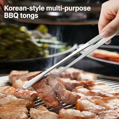 12Inch BBQ Long Forceps Tweezers, Serrated Flat Tips Science Surgical Tongs Jewelers Needle Metal Sewing Sharp Kitchen Cooking Tweezers With Teeth Knurled Handles - color: 2 Parks12in Bbq Tongs W/Hook