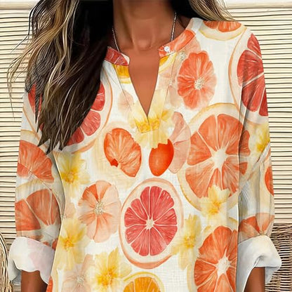 Womens Long Sleeve Shirts V Neck Loose Fit Oversized Graphic Tees Trendy Casual Womens Pullover Tropical Vacation Outfits - color: Style-02, size: Medium