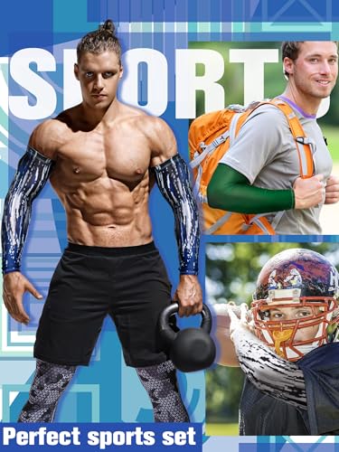Tisancy 10 Pairs Sun Protection UV Arm Sleeves Cooling Anti Slip Compression Sleeves Sports Polyester Cycling Covers - size: Large, style: Stripe Style