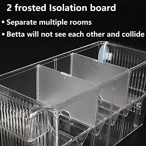 Tfwadmx Fish Breeding Box, 3 Rooms HD Aquarium Breeder Box with Suction Cups Hatchery Acrylic Fish Incubator Isolation with Artificial Plant for Guppy Hatchery - size: 3 Rooms