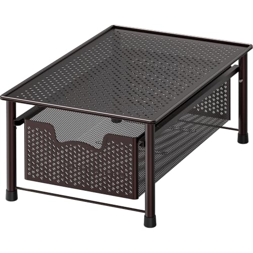 Simple Houseware Stackable Cabinet Basket Drawer Organizer, Bronze - color: Bronze, size: 1-Tier