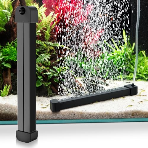 hygger Weighted Nano Mist Bubble Wall Bar, 9.8" Self-Sinking ABS Air Stone Strip with Gentle Oxygen Diffuser for Freshwater & Marine Aquarium, Hydroponics - size: 9.8 Inch