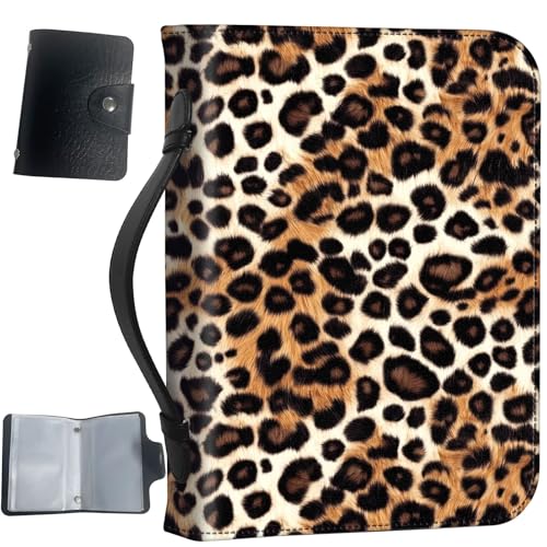 PU Leather Bible Cover with Handle & Pockets, Large Capacity Bible Case, Water-Resistant Scripture Organizer Bag with Bonus Card Holder, Christian Gift for Women & Men, Leopard Print - color: Leopard Print