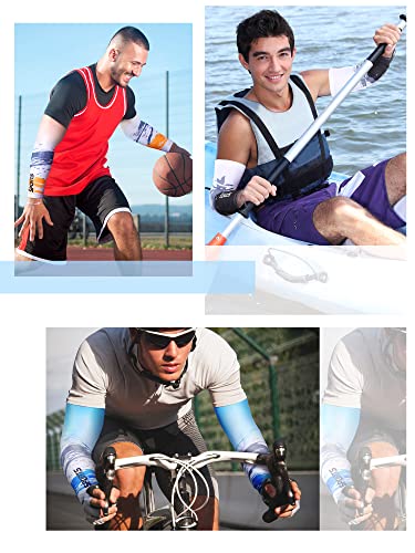 Tisancy 10 Pairs Sun Protection UV Arm Sleeves Cooling Anti Slip Compression Sleeves Sports Polyester Cycling Covers - size: Large, style: Vivid Style