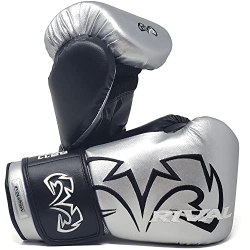 RIVAL Boxing RB11 Evolution Heavy Bag Gloves, with a High-Density, Power-Transmitting Foam and Microfiber Outer - color: Silver, size: Medium