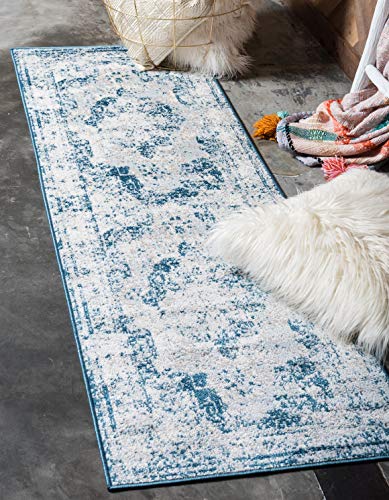 Unique Loom Sofia Collection Area Rug - Salle Garnier (2' x 6' 7" Runner, Blue/ Ivory) - color: Blue/Ivory, size: 2' x 6'7" (Runner)