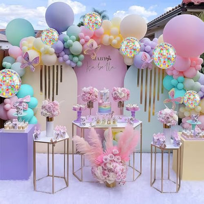 Pastel Balloons, Multicolor Macaron Balloons Colorful Latex Party Balloon, Baby Pink Blue Purple Yellow and Teal Rainbow Confetti Balloon for Kids Pastel Birthday Easter Party Baby Shower Wedding - color: Pastel