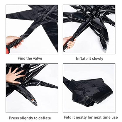 6 Pcs Black Star Foil Balloons One-Piece 14-Pointed Star Balloon 4D Starburst Cone Mylar Balloon 22inch Christmas Birthday Wedding Wedding Anniversary Party Supplies(Black) - color: 22 Inches Black