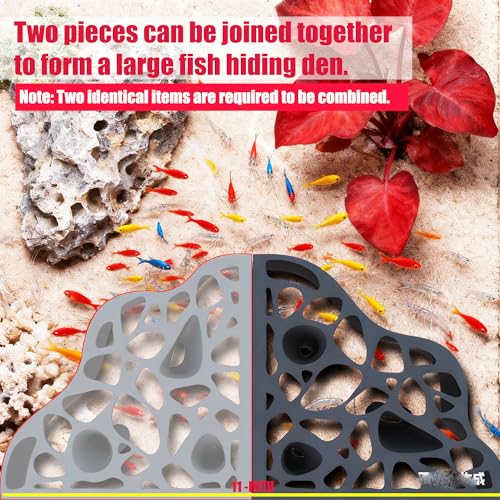 Naturally Curved Aquarium Underground Tunne lCave | Multi-sized Hole Fish Tank Decor Hideaway | Aquarium Decor with Submerged Base and Viewing Window Suitable for Betta fish,Catfish,Loach,Shrimp（1PCS)