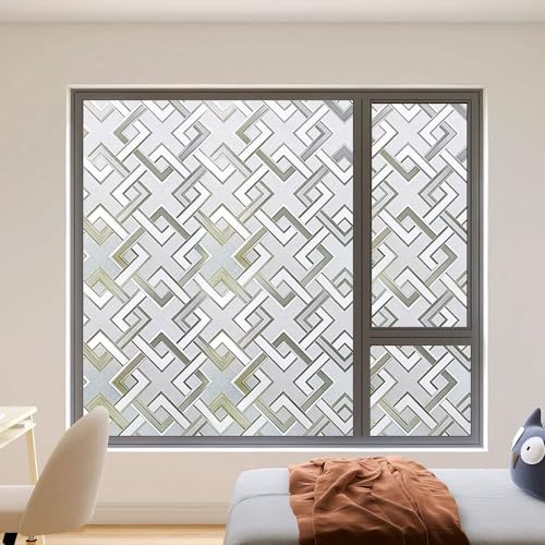 Frosted Window Privacy Film,3D Vinyl Decorative Window Decals, UV Blocking Static Cling No-Glue Glass Window Film (35.4 x 157.4 inch) - size: 35.4'' x 157.4'' (90 x 400 cm)
