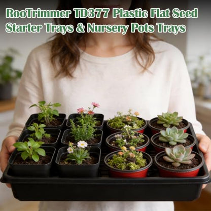 RooTrimmer 10 Pack Seed Starter Trays - Heavy Duty Plastic Flats, Fits 54 Cell Plug Tray, Seedling Tray for Carrying and Holding Plant Nursery Pot,Seed Germination & Plant Propagation (TD377) - size: 54 Cells Bottom Tray-10P