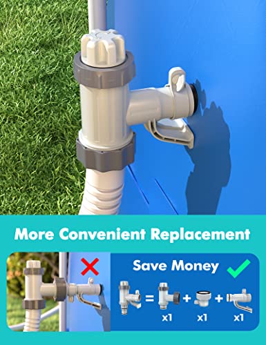 【Patented】 Plunger Valve for Above Ground Swimming Pool, Pool Replacement Parts with On-Off Valve, Pool Hose Adapter and Pool Pipe Holder, Pool Pump Parts, Above Ground Pool Accessories - style: Round Top 1 PACK