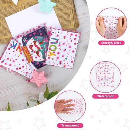 COQOFA 100 Pcs Star Printed Sealable Gift Wrap Cello Cellophane Bags Self sealing Adhensive Treat Bags Party Favor bags (5x7inch, Pink) - color: Pink(Self-sealing), size: 5x7 in