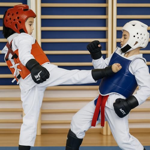 Taekwondo Sparring Gear Set with Shoes and Gloves, Karate Hand and Foot Protectors for Boxing and Kickboxing, Wrist Wraps and Ankle Support Gear for Men, Women, and Kids Training - size: X-Small