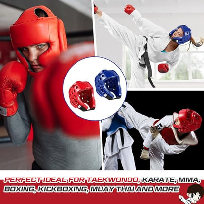 JellyArch 2 Pcs Taekwondo Karate Headgear MMA Martial Arts Helmet Soft Head Guard Protection Sparring Gear Helmet Boxing for Men Women Thai Kickboxing Grappling Muay Taekwondo - color: Red and Blue, size: Medium
