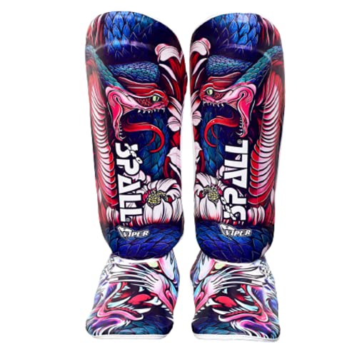 Generic Spall Pro Shin Instep Guard - Martial Arts Leather Defence Guards - Wrestling Muay Thai Shin Pads – Foot Shield Youth Shin Guards – MMA Karate BJJ shin Guards (Viper, S)