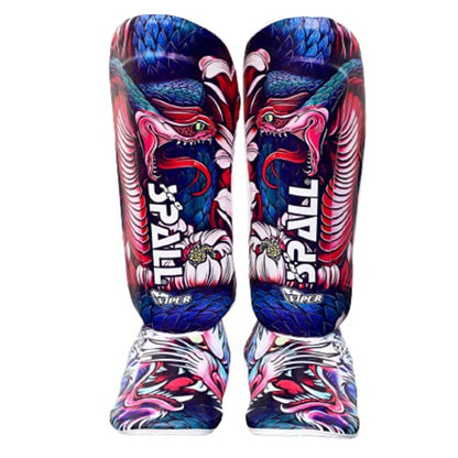 Generic Spall Pro Shin Instep Guard - Martial Arts Leather Defence Guards - Wrestling Muay Thai Shin Pads – Foot Shield Youth Shin Guards – MMA Karate BJJ shin Guards (Viper, S)