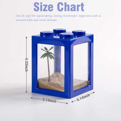 Mini Sea Monkey Tank, Small Shrimp Tank Stackable Mini Aquariums for Fairy Shrimp Eggs Moss Balls, 0.25 Gallon Temporary Betta Fish Tank Ant Feeding Case Mini Reptile Tank - color: Blue