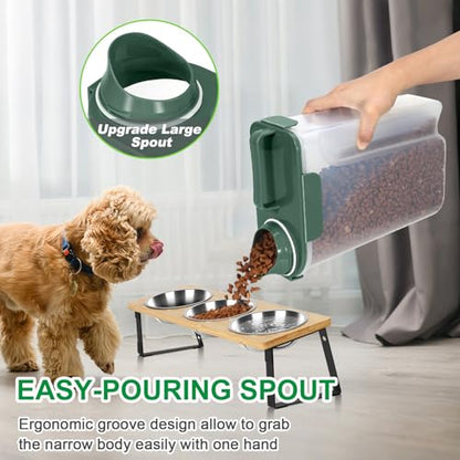 TBMax 5 Lbs Travel Dog Food Storage Container with Collapsible Dog Bowl, Airtight Pet Food Storage Dispenser with Large Spout & Measuring Cup for Kibble Dog Treat Bird Seed Container -Dark Green - color: Dark Green 6Qt