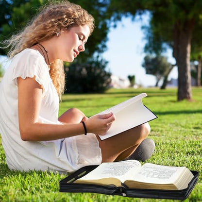 Bible Cover Case for Women, PU Leather Large Bible Cases with Zipper Fits Books Up to 12" x 9" x 2.76”, Bible Carrying Bag for Men, Wild Sunflowers Garden - color: Wild Sunflowers Garden