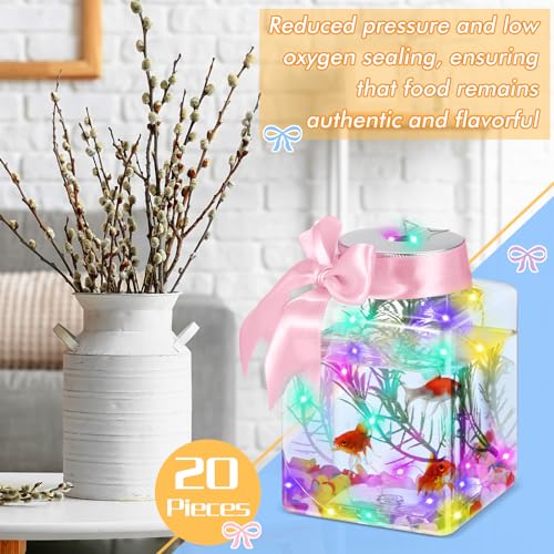 20 Pcs 17oz LED Plastic Fish Bowls, Clear Shatterproof Glowing Vases with Ivy, Plastic Fish Tank Unbreakable Aquarium for Carnival Games, Party Home Decoration