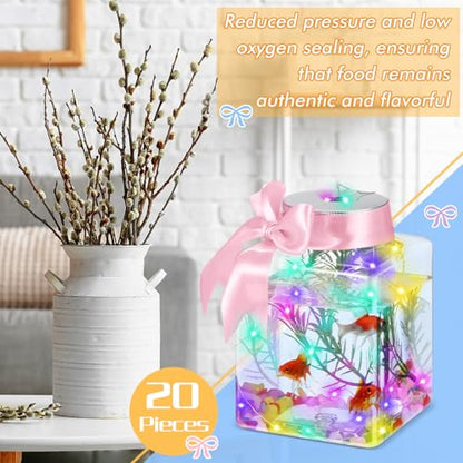20 Pcs 17oz LED Plastic Fish Bowls, Clear Shatterproof Glowing Vases with Ivy, Plastic Fish Tank Unbreakable Aquarium for Carnival Games, Party Home Decoration