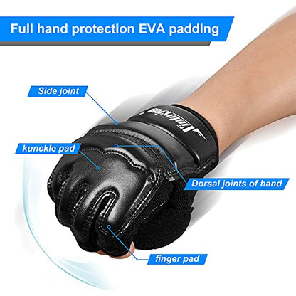 Xinluying MMA Gloves, 8mm EVA Padding, Adjustable Wrist Strap, Women & Kids | Abrasion-Resistant, for Punch Bag, Boxing, Taekwondo, Karate, Martial Arts, Sparring, Heavy Bag Training - color: Black, size: X-Small