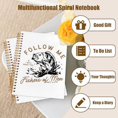 Retro Fish Christian Notebook,Bible Journal for Men, Matthew 4:19 Bible Verse Journal, Religious Scripture Spiral Notebook Journal for Note Taking, Christian Gifts for Women Men, 5.5x8.3 Inch - color: follow me
