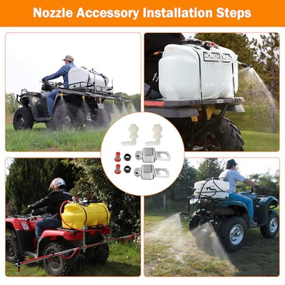 Spray Boom Repair Kit Include 3/8" Polypropylene Elbow Nozzle Body 11/16" MPS x 3/8" HB, Retaining Nuts and Caps 11/16" FPSand 50 Mesh Tip Screens Nozzle Strainers,Boom Clamps 1" Square-2 PCS