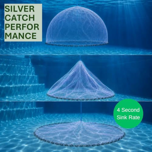 Cast Net for Bait Fishing, Chain Bottom - size: 8' Radius | 2" Mesh