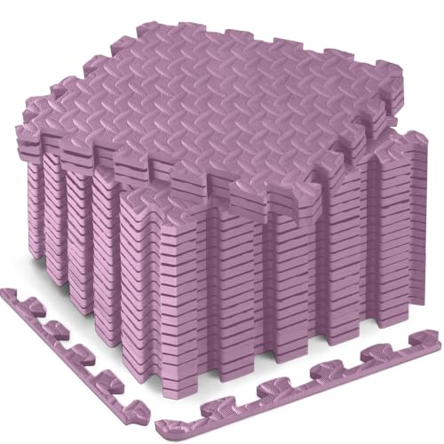 18 Pcs EVA Foam Floor Tiles, Puzzle Exercise Mat Set for Gym | Cover 18 sqft with 12.6" x 12.6" x 0.4" interlocking tiles for home gyms, garages and workout equipment - color: Pink