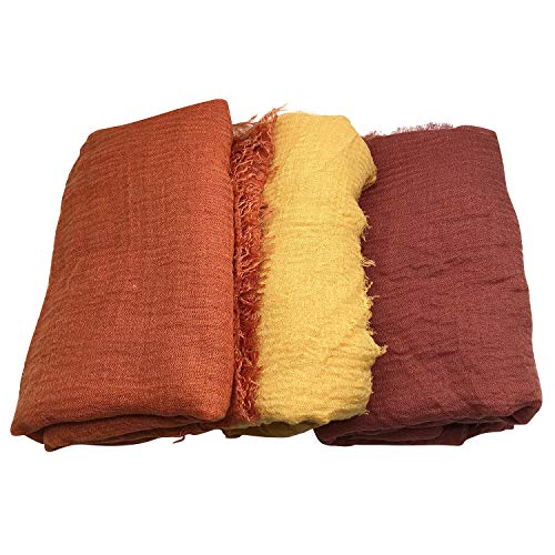 Women Scarf Shawl for All Season 3PCS Scarve Wrap Scarve. - color: Yellow, Rust Red, Blood Red