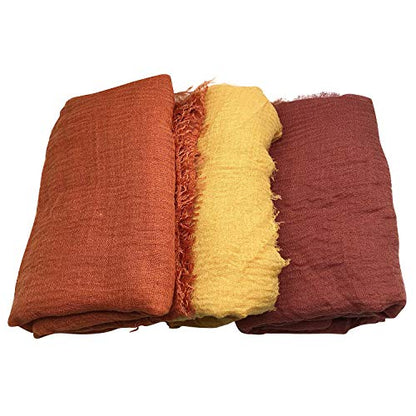 Women Scarf Shawl for All Season 3PCS Scarve Wrap Scarve. - color: Yellow, Rust Red, Blood Red