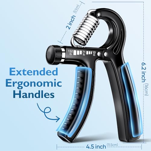FitBeast Grip Strengthener 팔뚝 강화제, 근력 훈련 및 재활을 위한 조절 가능한 핸드 그립 강화제, 4.5-59.9kg(10-132파운드) 저항, 운동 선수 및 물리 치료에 이상적 (1개) - color: 블랙.