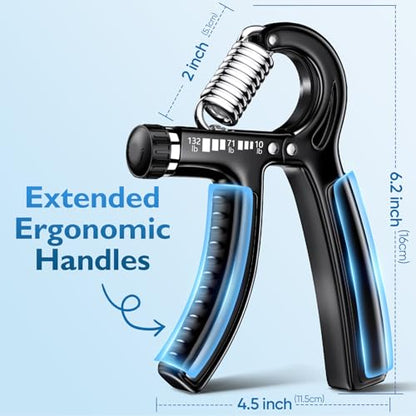 FitBeast Grip Strengthener 팔뚝 강화제, 근력 훈련 및 재활을 위한 조절 가능한 핸드 그립 강화제, 4.5-59.9kg(10-132파운드) 저항, 운동 선수 및 물리 치료에 이상적 (1개) - color: 블랙.