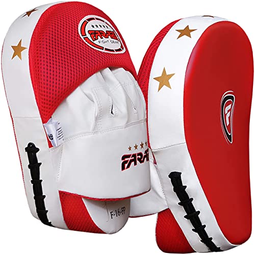 Boxing Pads Durable Curved Boxing Mitts — Lightweight Punching Mitts MMA, Muay Thai Training, Kickboxing Martial Arts & Sparring Pads - color: Red