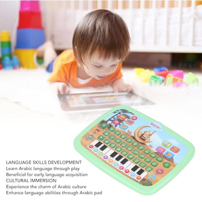 Intelligent Arabic Learning Reading Machine, Educational Toy with 28 Alphabet Words & 10 Numbers, Electronic Arabic Learning Book (Green) - color: Green