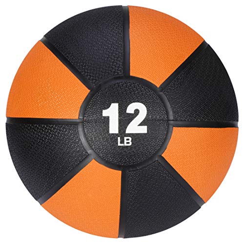 12lb Slam Medicine Ball Weighted Fitness Workout Ball with Rubber Shell Textured Grip for Core Strength, Exercise, Cardio, Balance and Flexibility Improves