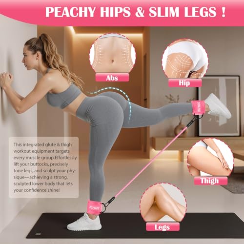 KUTIZE Ankle Resistance Bands with Cuffs & Fabric Resistance Bands Set - Legs & Glutes Workout Equipment for Women & Men, Home Gym Heavy Exercise Bands for Hip, Yoga, Strength Training, Rehab, Pilates - color: Pink-1