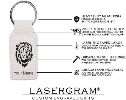 LaserGram Rectangle Keychain, Allah 2, Personalized Engraving Included (Golf White) - color: Golf White