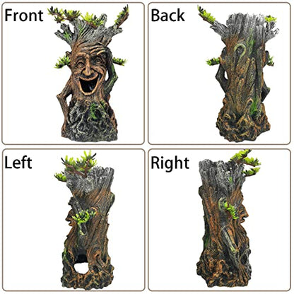 Fhiny Hollow Tree Trunk Fish Tank Decorations, Resin Aquarium Landscaping Terrarium Accessories Betta Hideout Caves Aquarium Decor for Fish Betta Shrimps Cichlids Reptiles Amphibians