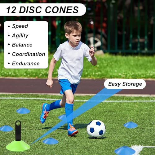 Speed Agility Training Equipment Set, Agility Ladder 20ft, 12 Football Cones, Resistance Parachute/Soccer Kick Trainer, Jump Rope, 5 Resistance Bands, Football Practice Equipment for Kids Adults - color: Orange Ladder Set
