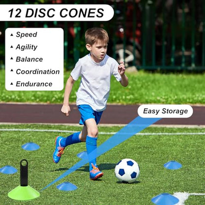 Speed Agility Training Equipment Set, Agility Ladder 20ft, 12 Football Cones, Resistance Parachute/Soccer Kick Trainer, Jump Rope, 5 Resistance Bands, Football Practice Equipment for Kids Adults - color: Orange Ladder Set