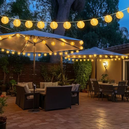 StarryEver Lantern String Lights Outdoor Plug in, 40Ft Connectable Warm White & White Lantern Lights with Remote Control, 40 LEDs String Lights Outdoor for Patio Balcony Garden Bedroom - size: 40ft warm white+white
