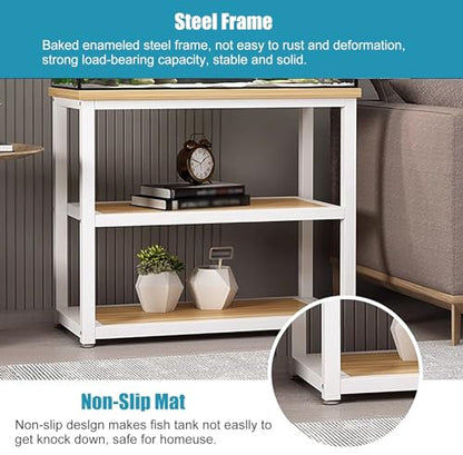 27.5in Tall Black Aquarium Stand 5 10 20 Gallon, Metal and Wood Fish Tank Holder Stand with 2 Layer Storage Shelf, Modern Rectangle Breeder Tank Stands Turtle/ （#2-80x35x70cm） - color: #2, size: (LxWxH)80x35x70cm